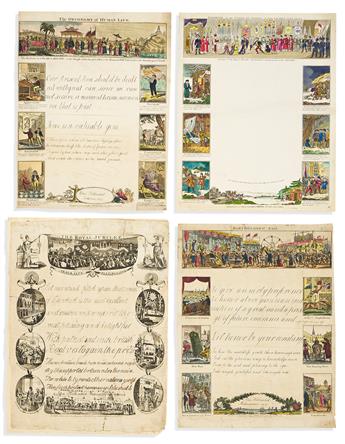 (WRITING SHEETS.) Group of 8 eighteenth-and-early-nineteenth-century engraved British writing blanks.